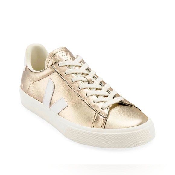 Veja Shoes - Veia Campo Metallic & Matte Leather Low-Top Sneakers